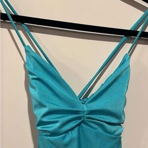 Turquoise Strappy Prom formal Dress
